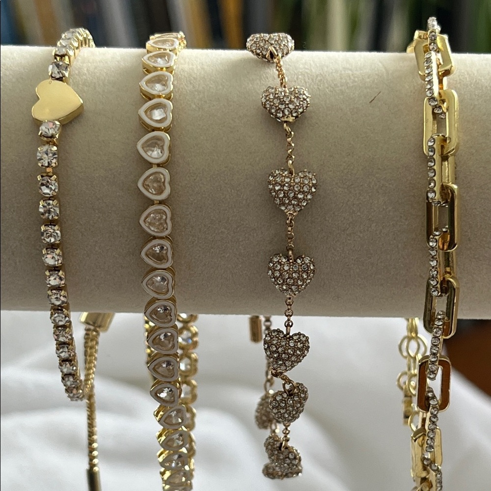 BaubleBar Gold and Silver Heart Bracelet Set